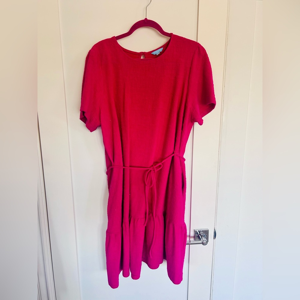 Draper James hot pink cotton dress size XL.. Has drawstring waist.